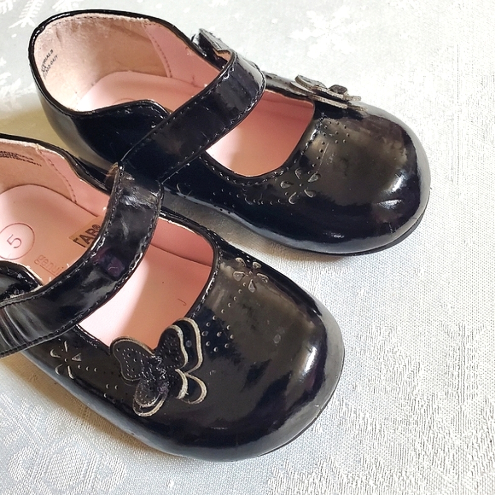 OshKosh Genuine Kids Black Hook Loop Closure Shoes Baby Girl Size 5 - Picture 5 of 11